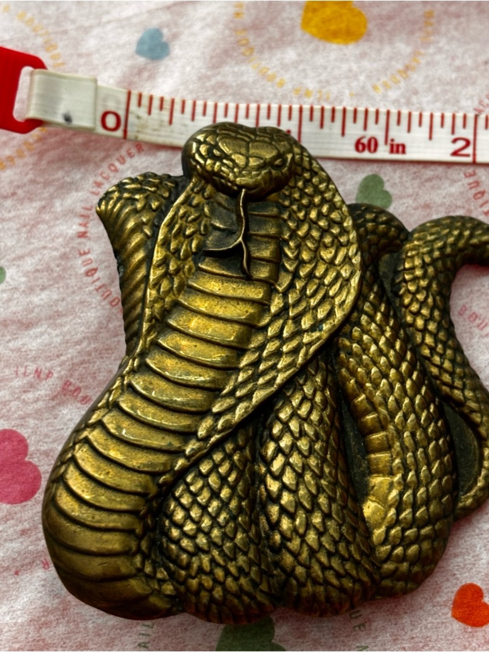 Decorative Cobra Figurine - Brass Buckle Reptile Accent